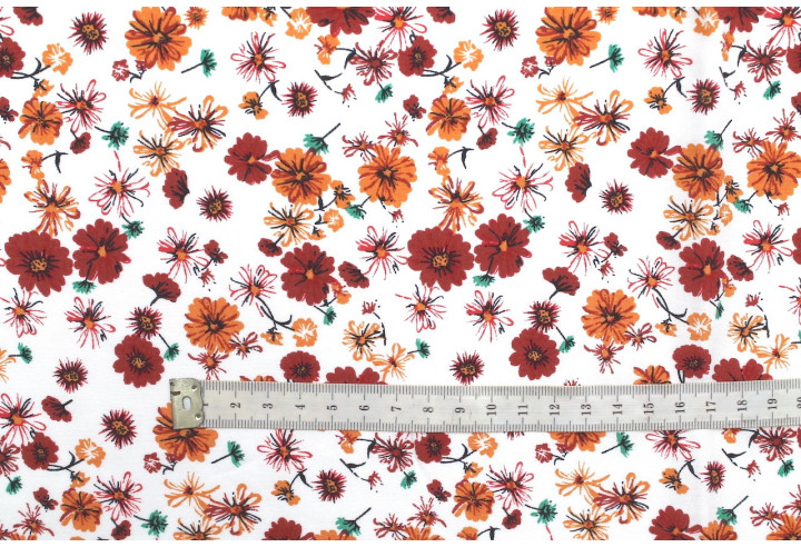 Tissu Viscose Imprimé Fleur Jolie Blanc -Au Mètre