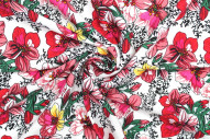 Tissu Viscose Imprimé Fleur Anasthasia Blanc -Au Mètre