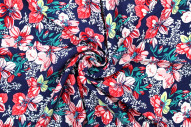 Tissu Viscose Imprimé Fleur Anasthasia Marine -Au Mètre