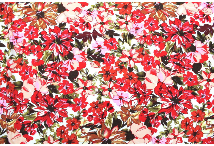 Tissu Viscose Imprimé Fleur Sierra Blanc -Au Mètre