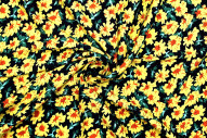 Tissu Viscose Imprimé Fleur Jass Noir -Au Mètre