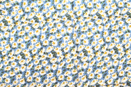 Tissu Viscose Imprimé Fleur Jass Bleu -Au Mètre