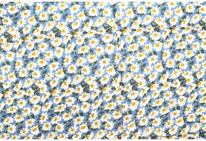 Tissu Viscose Imprimé Fleur Jass Bleu -Au Mètre