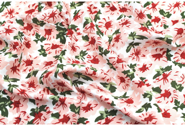 Tissu Viscose Imprimé Fleur Jass Blanc -Au Mètre