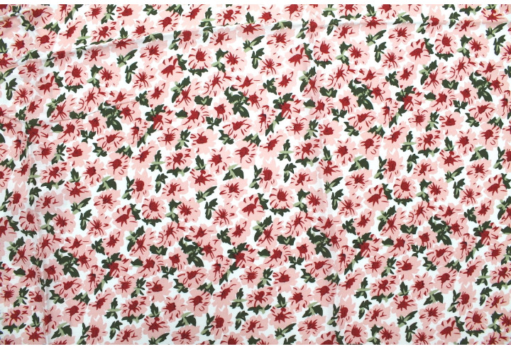 Tissu Viscose Imprimé Fleur Jass Blanc -Au Mètre