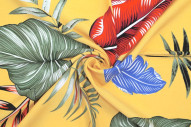 Tissu Viscose Imprimé Feuille Tahoma Safran -Au Mètre