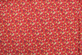 Tissu Viscose Imprimé Fleur Coquette Rouge -Au Mètre