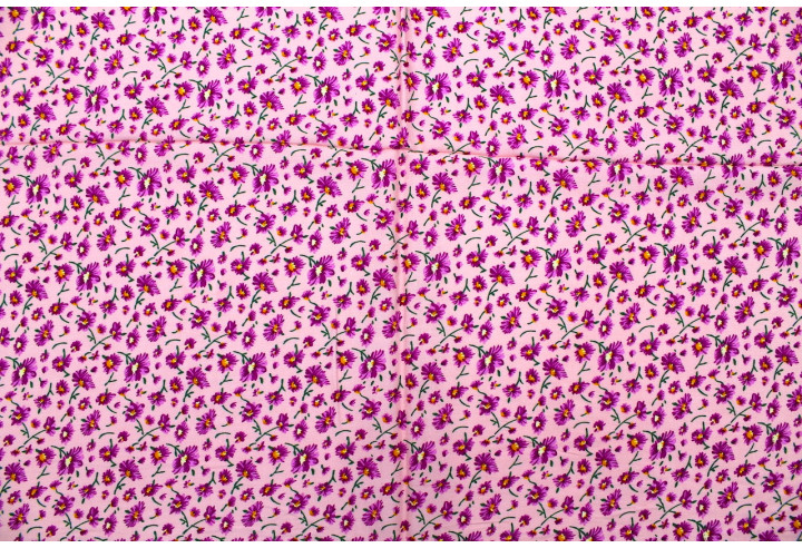 Tissu Viscose Imprimé Fleur Coquette Rose -Au Mètre