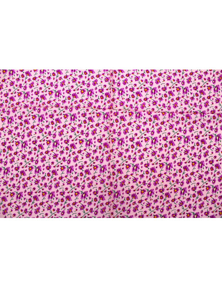 Tissu Viscose Imprimé Fleur Coquette Rose -Au Mètre