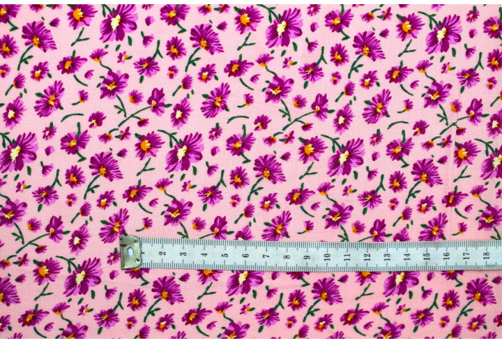 Tissu Viscose Imprimé Fleur Coquette Rose -Au Mètre