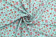 Tissu Viscose Imprimé Fleur Coquette Vert -Au Mètre