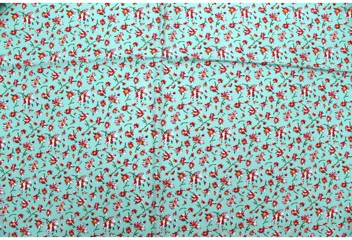 Tissu Viscose Imprimé Fleur Coquette Vert -Au Mètre