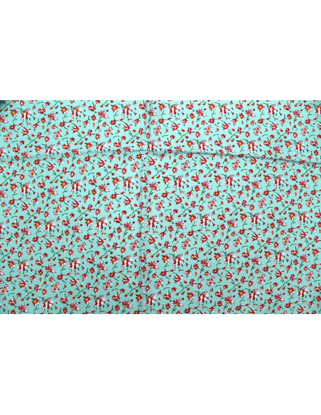 Tissu Viscose Imprimé Fleur Coquette Vert -Au Mètre