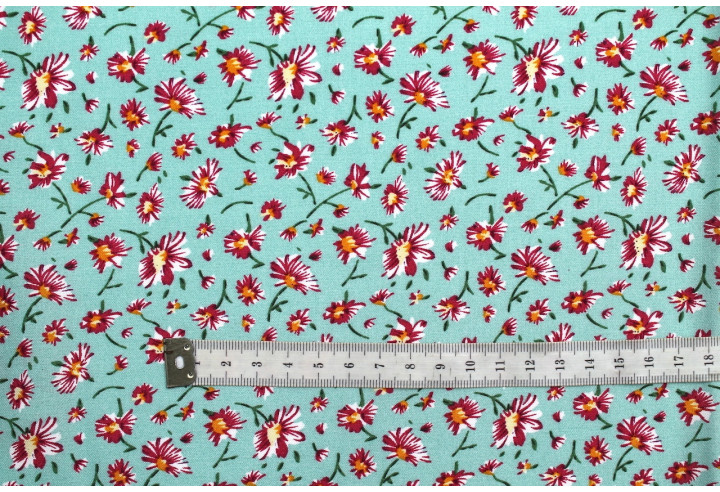 Tissu Viscose Imprimé Fleur Coquette Vert -Au Mètre
