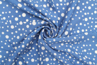 Tissu Viscose Imprimé Fond Indigo Bulles Blanches -Au Mètre