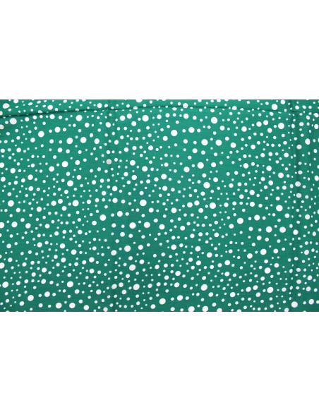 Tissu Viscose Imprimé Fond Vert Bulles Blanches -Au Mètre