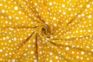Tissu Viscose Imprimé Fond Safran Bulles Blanches -Au Mètre
