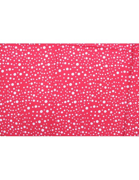 Tissu Viscose Imprimé Fond Fuchsia Bulles Blanches -Au Mètre