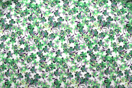 Tissu Popeline Coton Imprimé Fleur Frangi Vert -Au Mètre