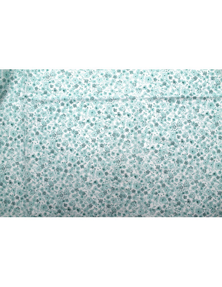 Tissu Popeline Coton Imprimé Fleur Angel Vert -Au Mètre