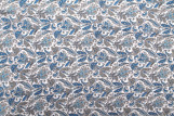 Tissu Popeline Coton Imprimé Fleur Alpinia Turquoise -Au Mètre