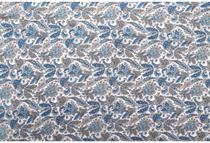 Tissu Popeline Coton Imprimé Fleur Alpinia Turquoise -Au Mètre