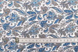 Tissu Popeline Coton Imprimé Fleur Alpinia Turquoise -Au Mètre
