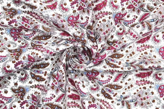 Tissu Popeline Coton Imprimé Fleur Alpinia Fuchsia -Au Mètre