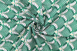 Tissu Popeline Coton Imprimé Japa Vert -Au Mètre