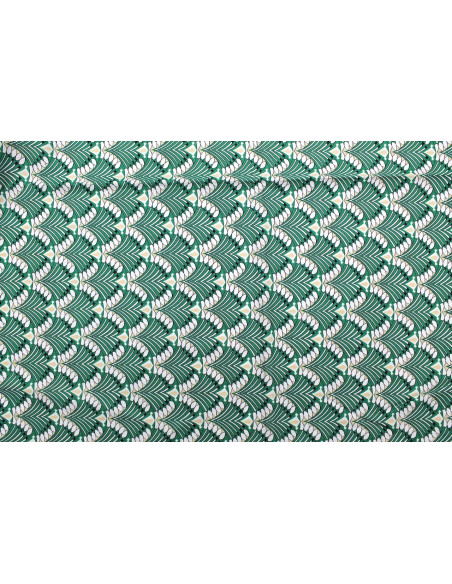 Tissu Popeline Coton Imprimé Japa Vert -Au Mètre
