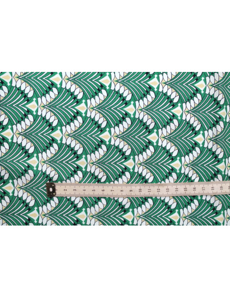 Tissu Popeline Coton Imprimé Japa Vert -Au Mètre
