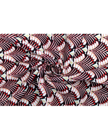 Tissu Popeline Coton Imprimé Japa Noir -Au Mètre