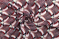 Tissu Popeline Coton Imprimé Japa Noir -Au Mètre