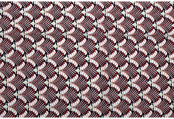 Tissu Popeline Coton Imprimé Japa Noir -Au Mètre