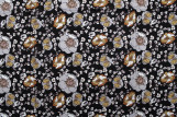 Tissu Popeline Coton Imprimé Fleur Gaby Noir -Au Mètre