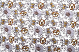 Tissu Popeline Coton Imprimé Fleur Gaby Blanc -Au Mètre
