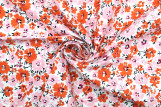 Tissu Popeline Coton Imprimé Fleur Hoya Rose -Au Mètre