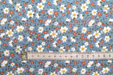 Tissu Popeline Coton Imprimé Fleur Mady Bleu -Au Mètre