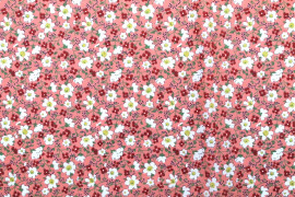 Tissu Popeline Coton Imprimé Fleur Mady Rose -Au Mètre