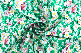 Tissu Popeline Coton Imprimé Fleur Coréo Vert -Au Mètre