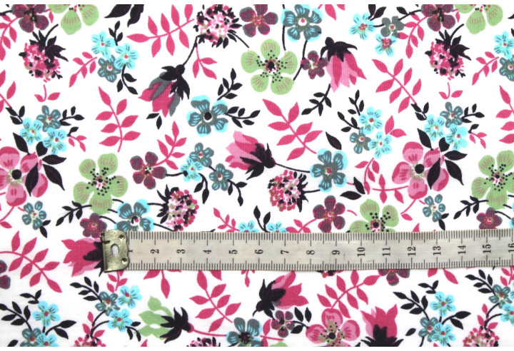 Tissu Popeline Coton Imprimé Fleur Zoé Rose -Au Mètre