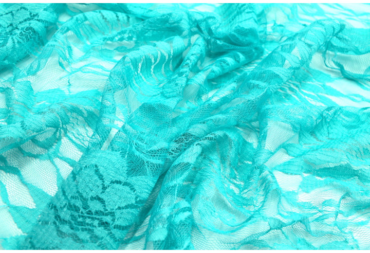 Tissu Dentelle Vyla Vert d'eau -Au Mètre
