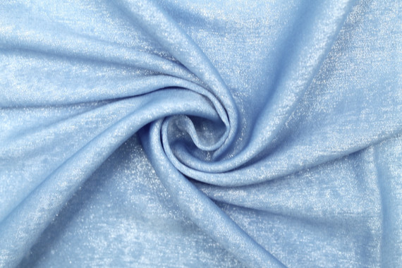 Tissu Satin Foil Bleu Brillant Argent -Au Mètre