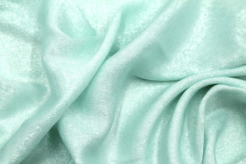 Tissu Satin Foil Vert d'eau Brillant Argent -Au Mètre