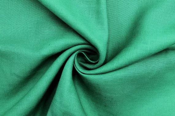 Tissu Lin Uni Vert Émeraude 100% -Au Mètre