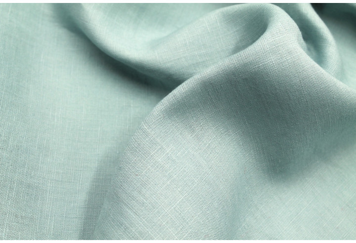 Tissu Lin Uni Vert Aqua 100% -Au Mètre