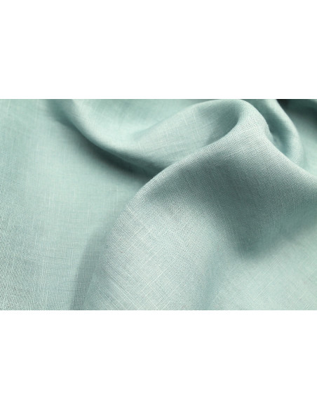 Tissu Lin Uni Vert Aqua 100% -Au Mètre
