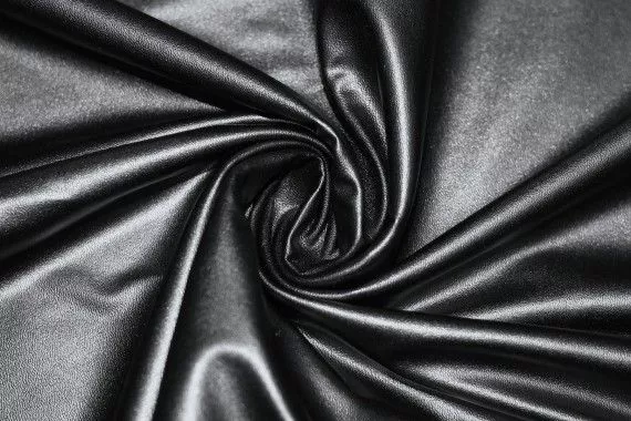 Tissu Simili Cuir Uni Noir -Coupon de 3 mètres