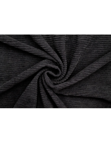 Tissu Velours Maille Côtelé Noir -Au Mètre
