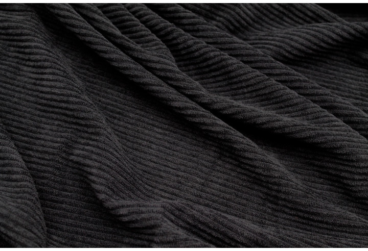 Tissu Velours Maille Côtelé Noir -Au Mètre